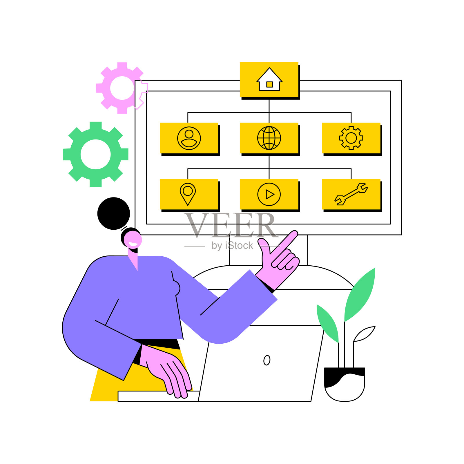 站点地图创建抽象概念矢量插图。插画图片素材