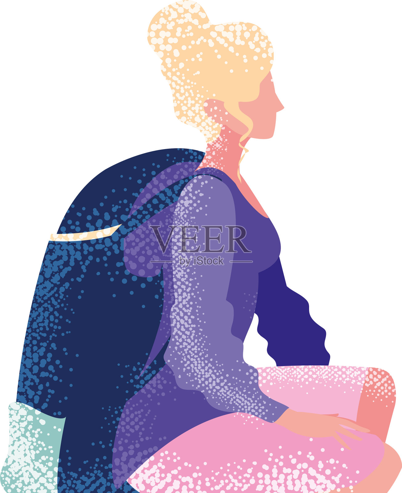 背包徒步旅行的女人插画图片素材