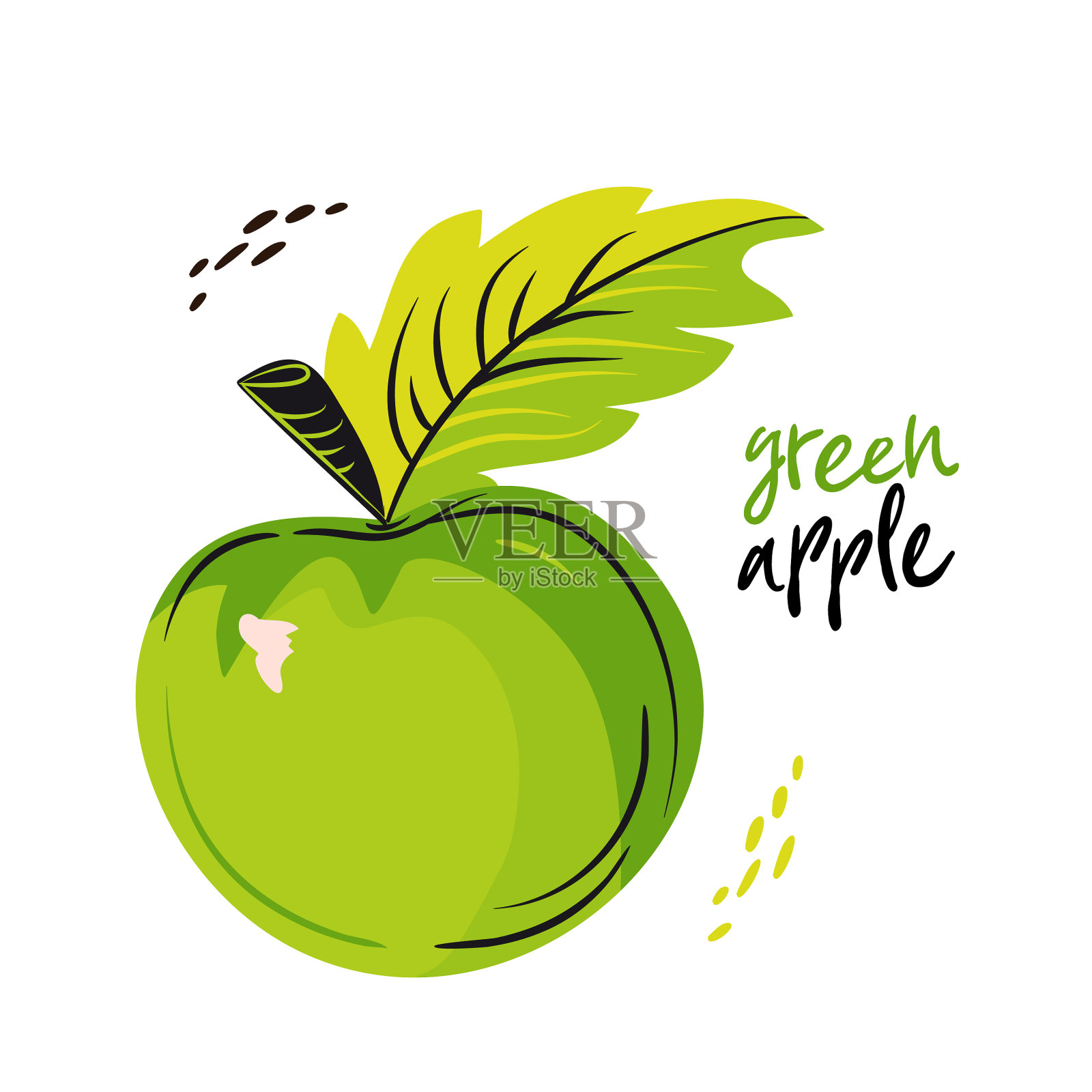 绿苹果孤立在白色背景插画图片素材