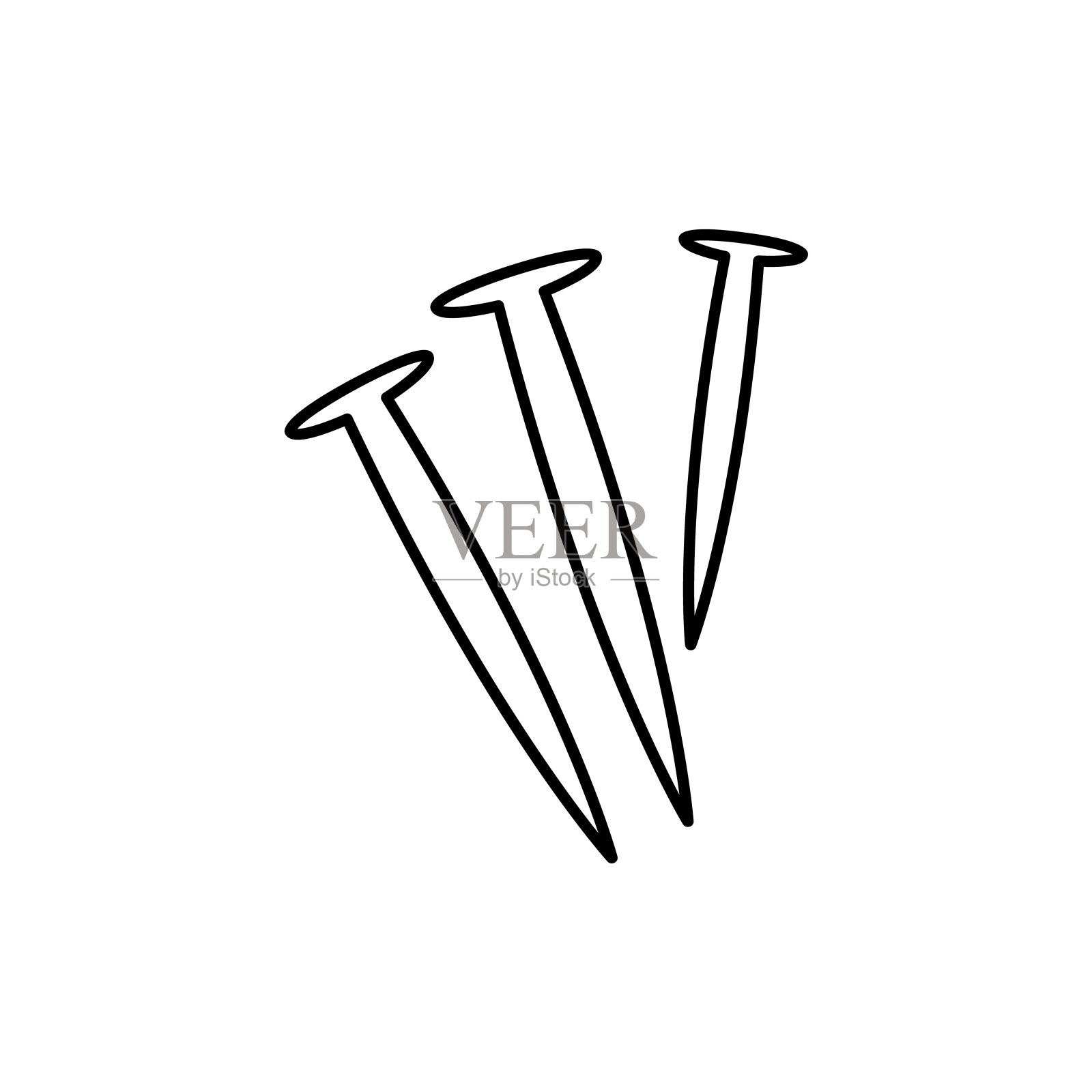 特写向量三个大的肮脏的乡村刺。单线手绘图标宗教神圣激情疼痛血液对象标志设计在圣经艺术涂鸦线条风格设计元素图片