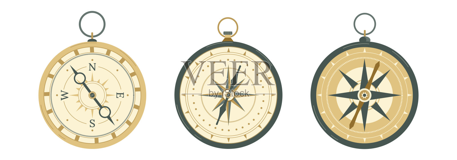 复古指南针，玫瑰风，箭，环设计元素图片