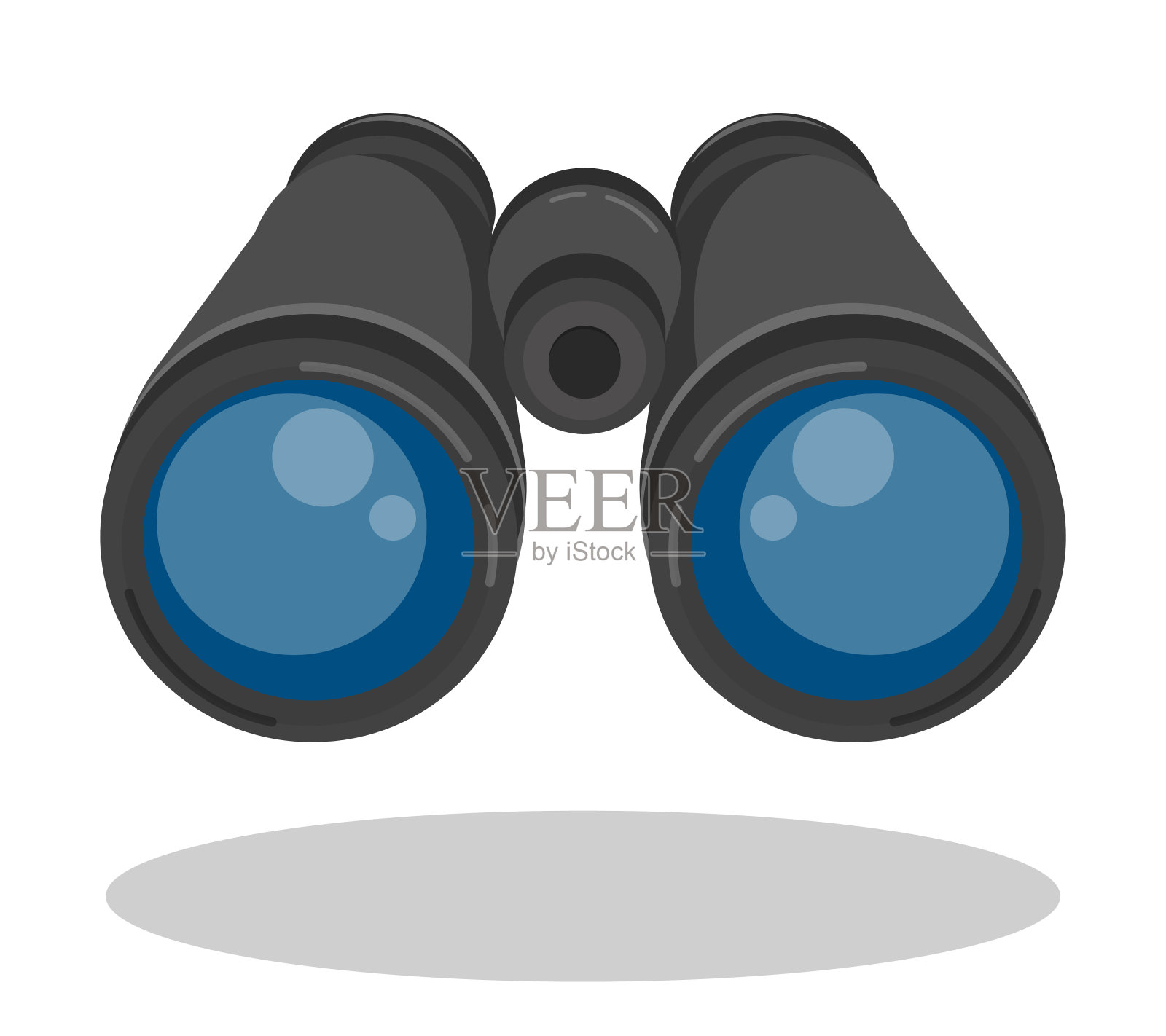 双筒望远镜向前看。搜索区域内的对象。探索，有目的地展望未来。卡通矢量孤立在白色背景设计元素图片