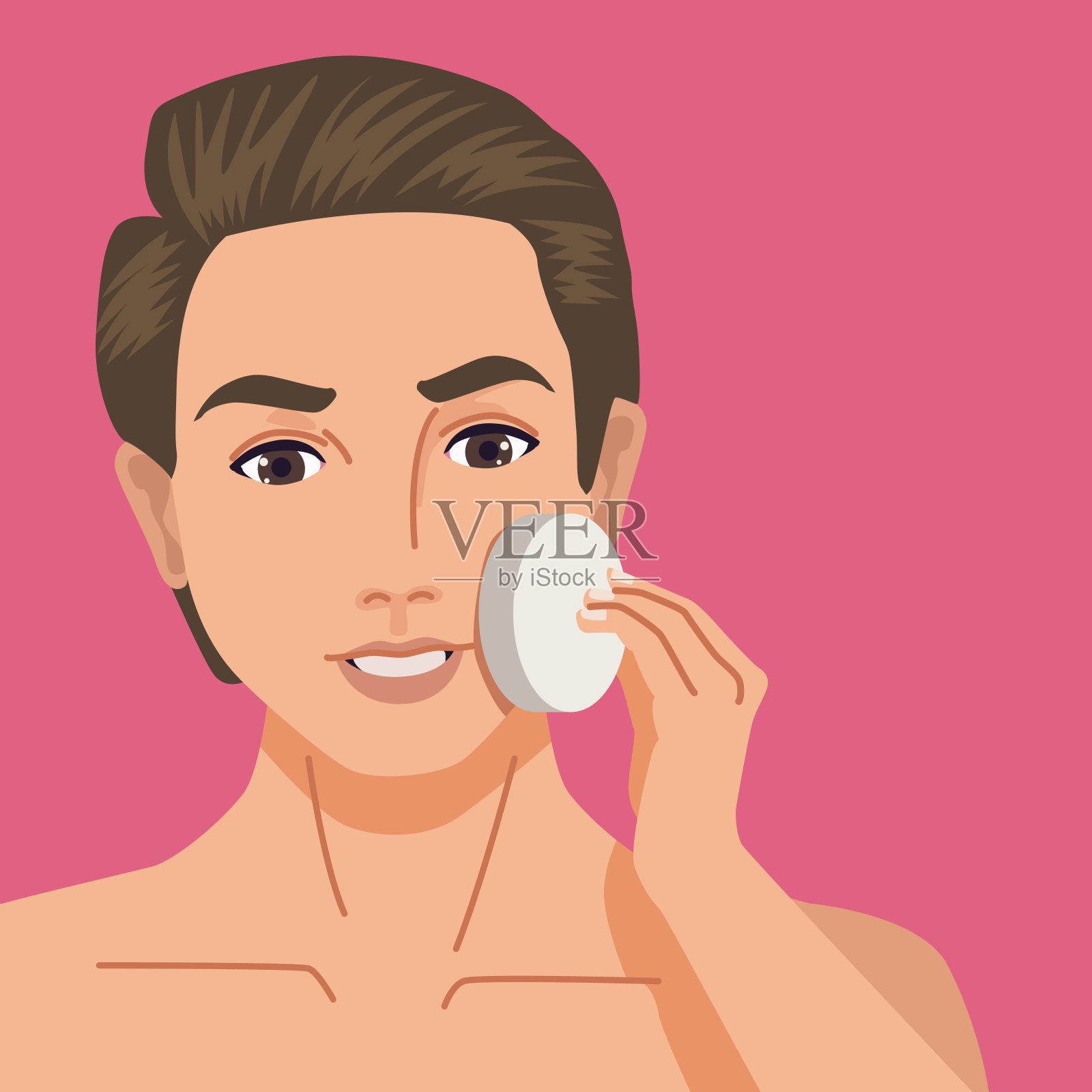 男人用海绵清洁场景插画图片素材