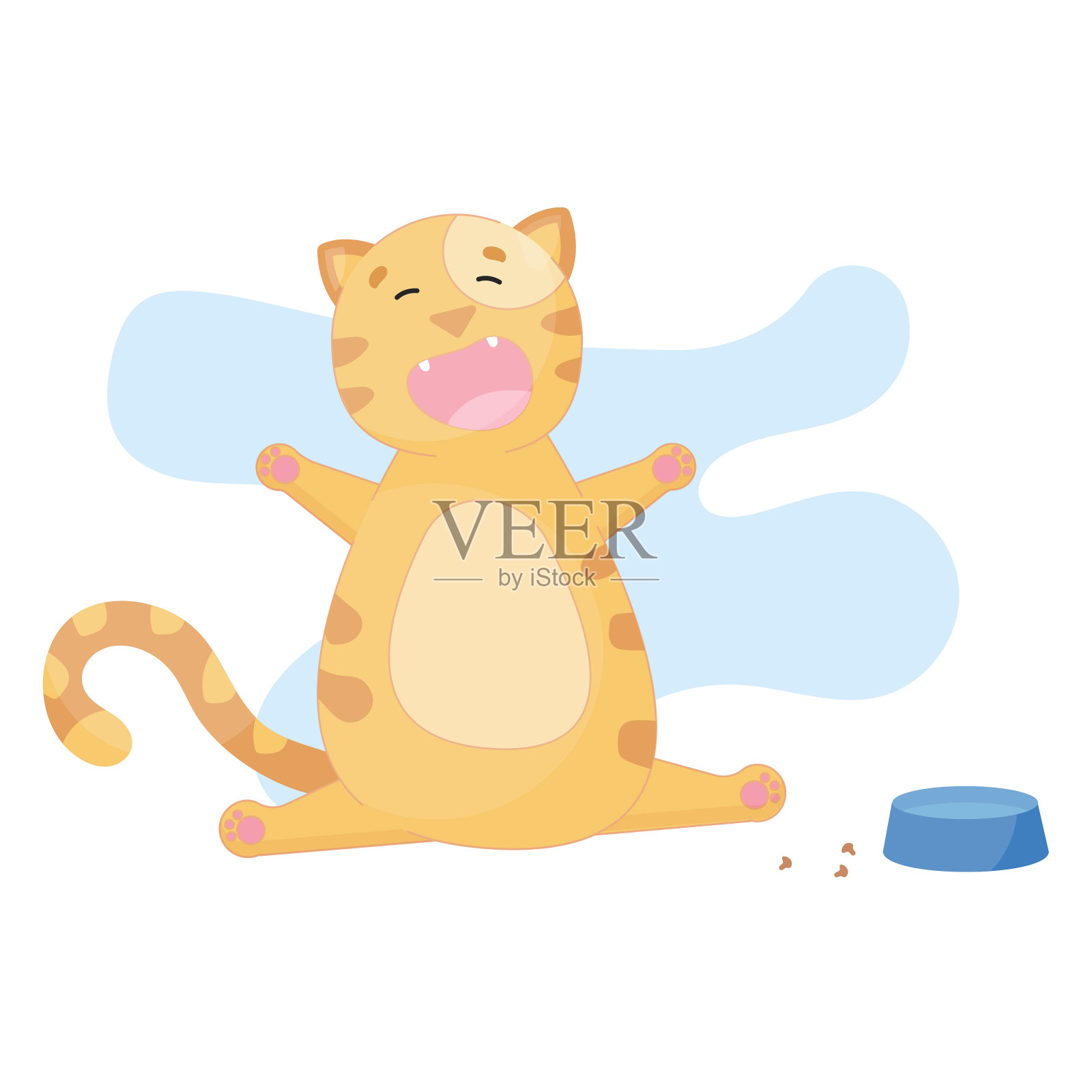 等待食物的饥饿小猫插画图片素材