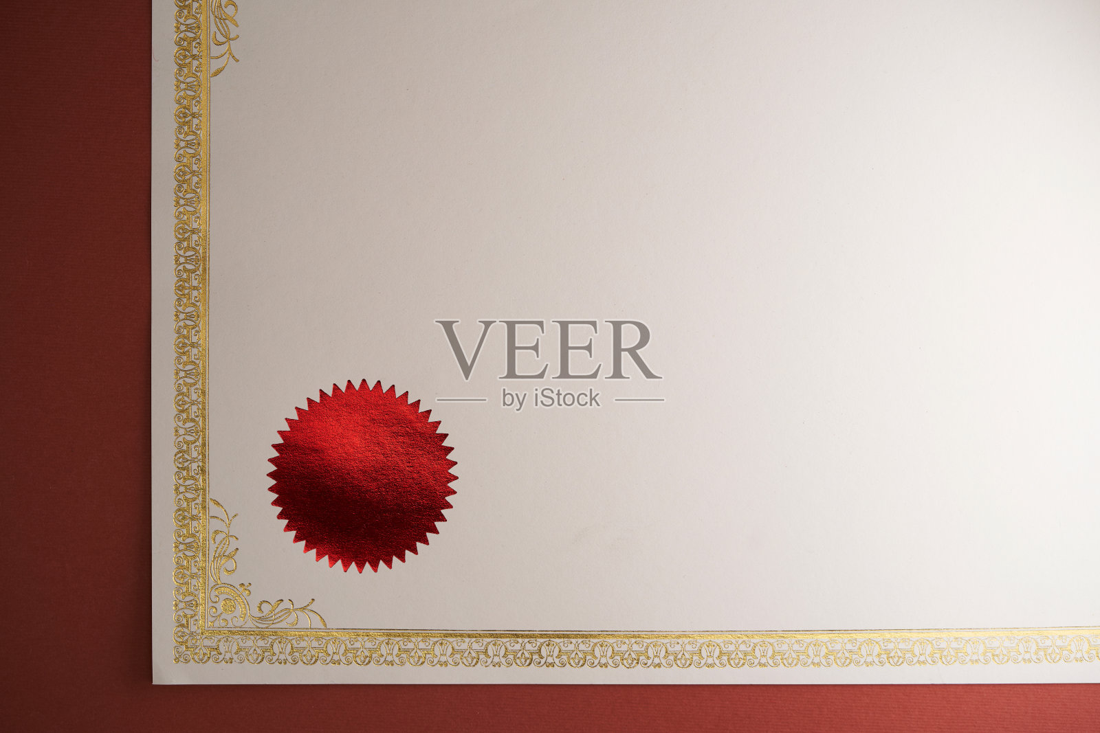 空白金框架证书的拷贝空间照片摄影图片