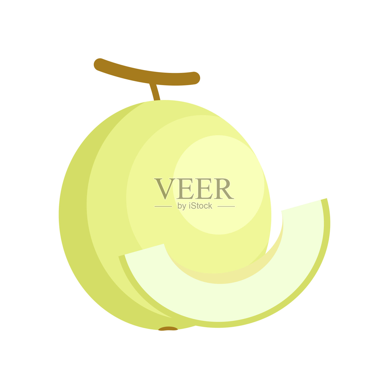 蜜瓜水果平面设计，矢量插图，插画图片素材