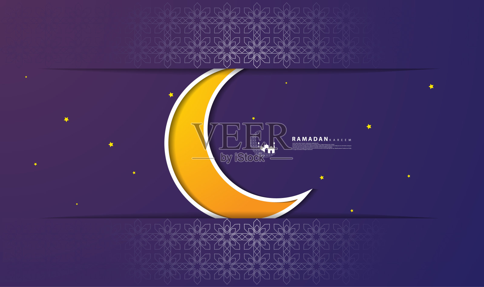 以斋月为主题的剪纸设计，适用于斋月为主题的背景、贺卡、网页、封面、模板、卡片等插画图片素材