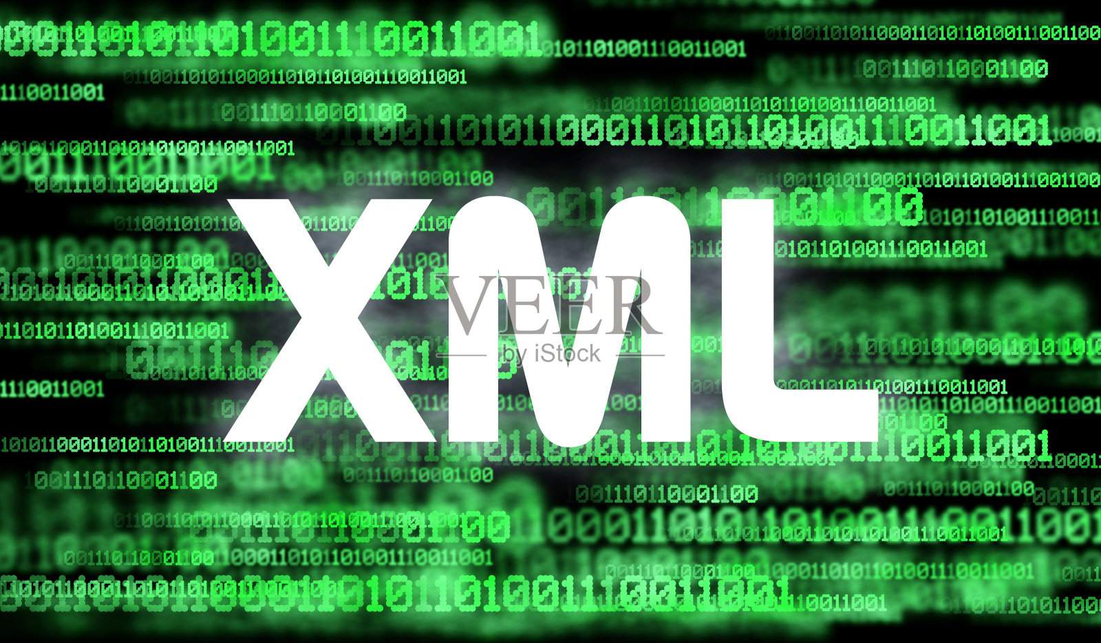 Word XML和带有二进制代码的抽象网络空间。插画图片素材