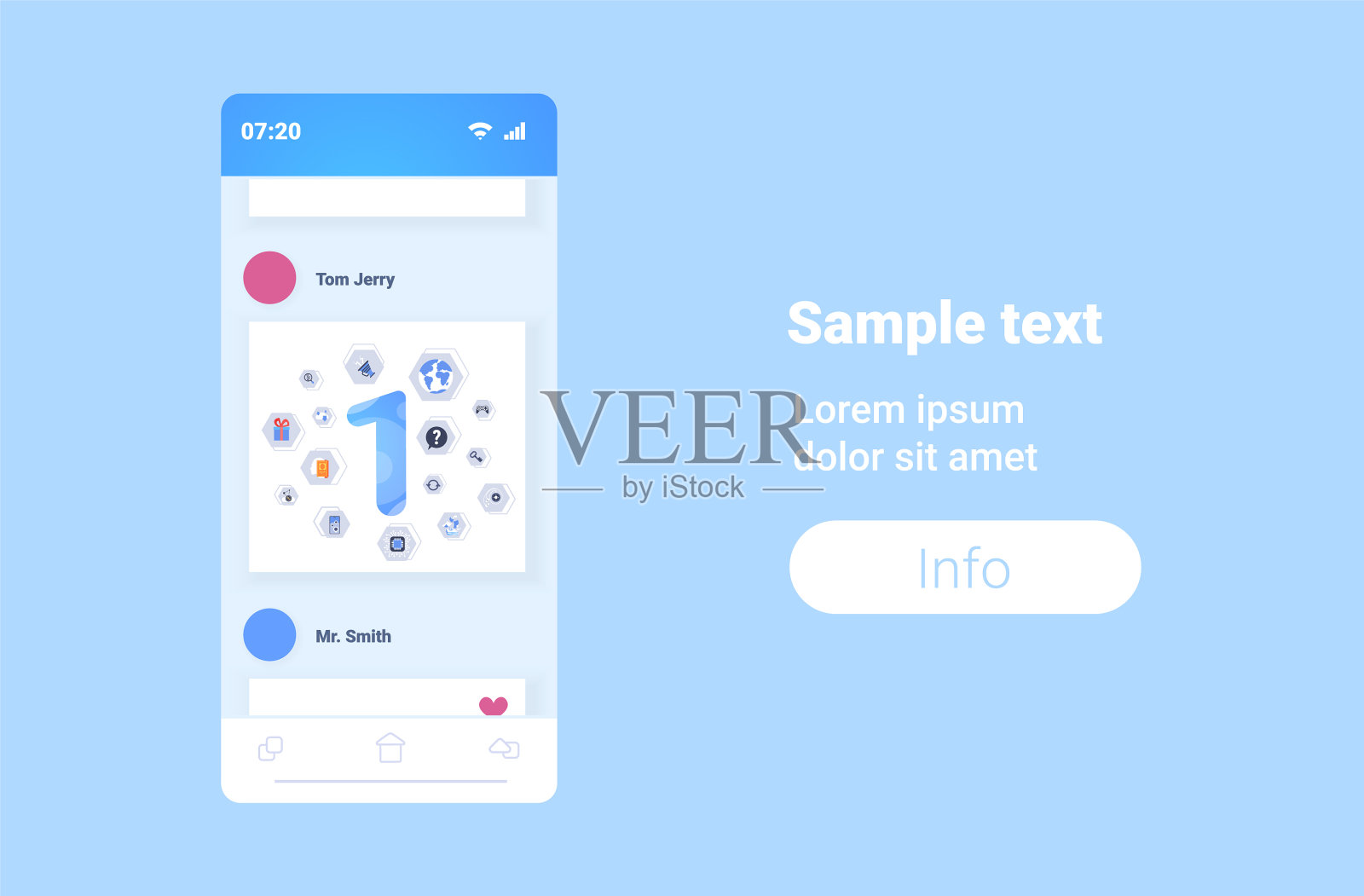 智能手机屏幕具有不同的应用程序插画图片素材