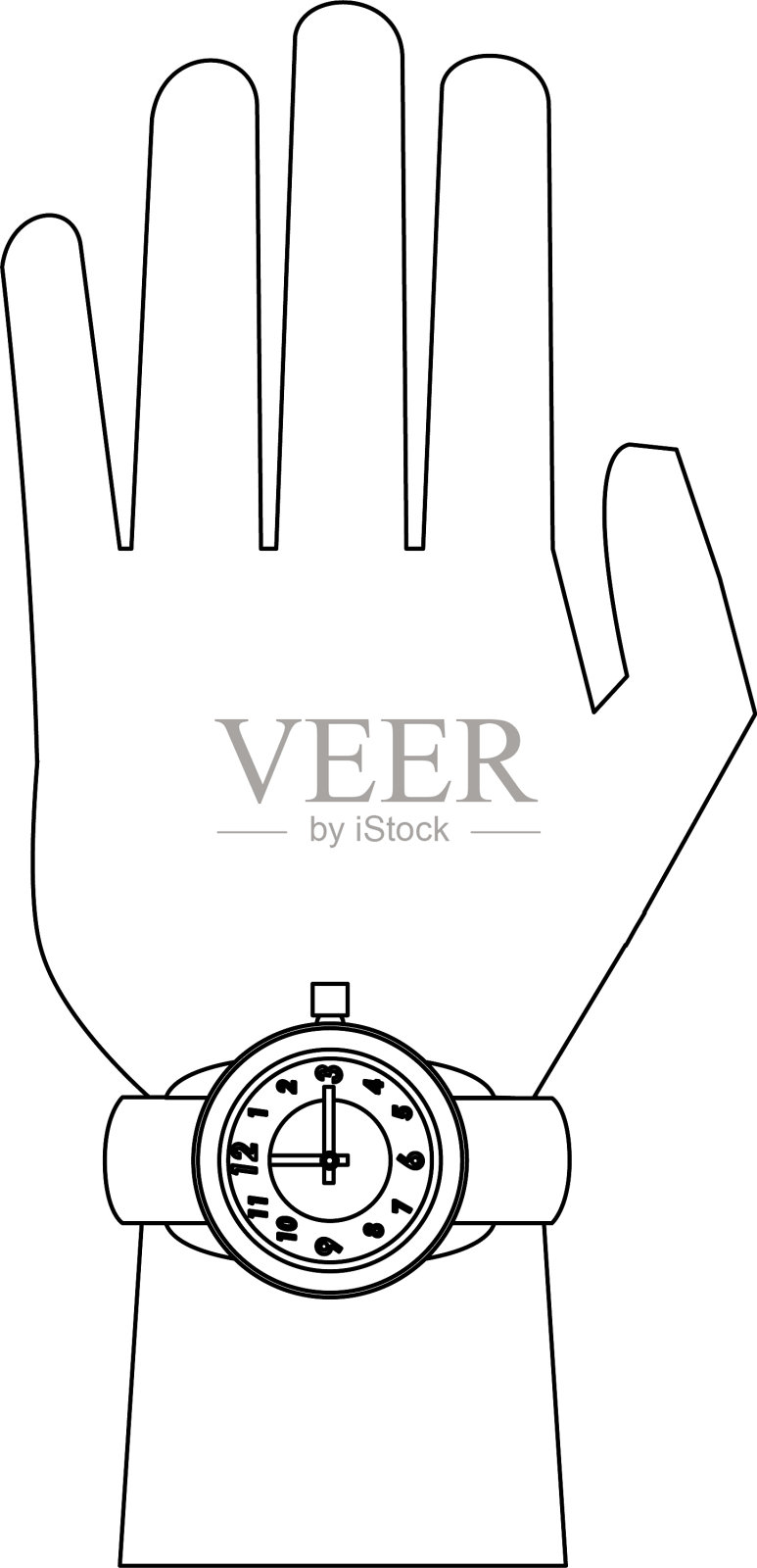 时间时钟手表闹钟卡通黑白插画图片素材