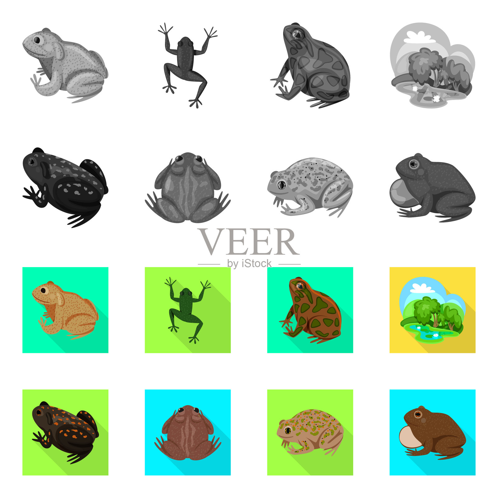 设计野生动物和沼泽标志收集插画图片素材