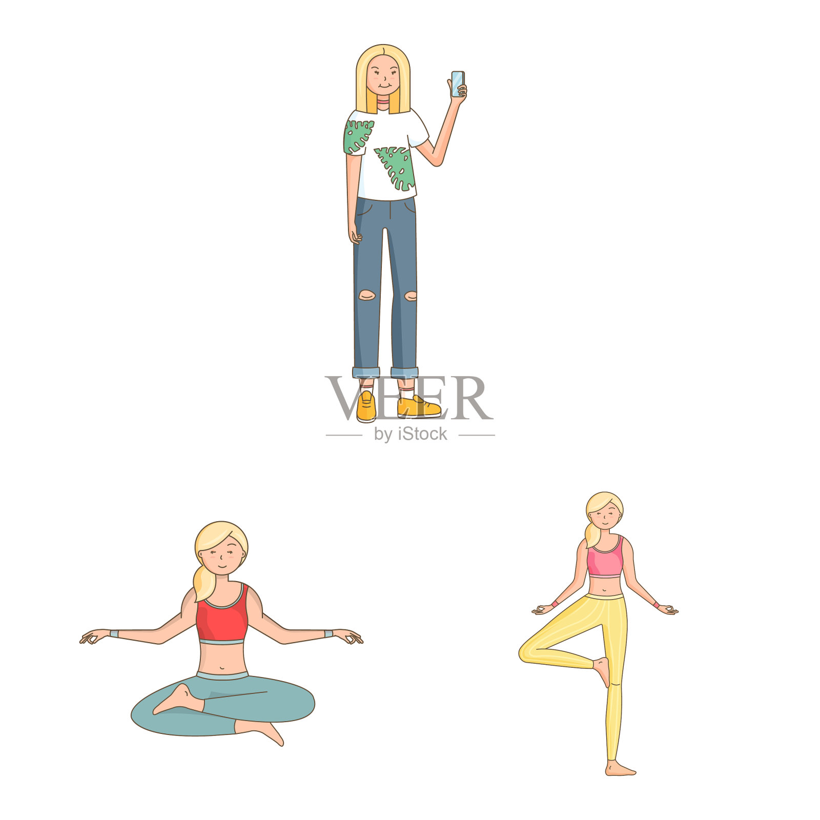 女性和身体标志插画图片素材