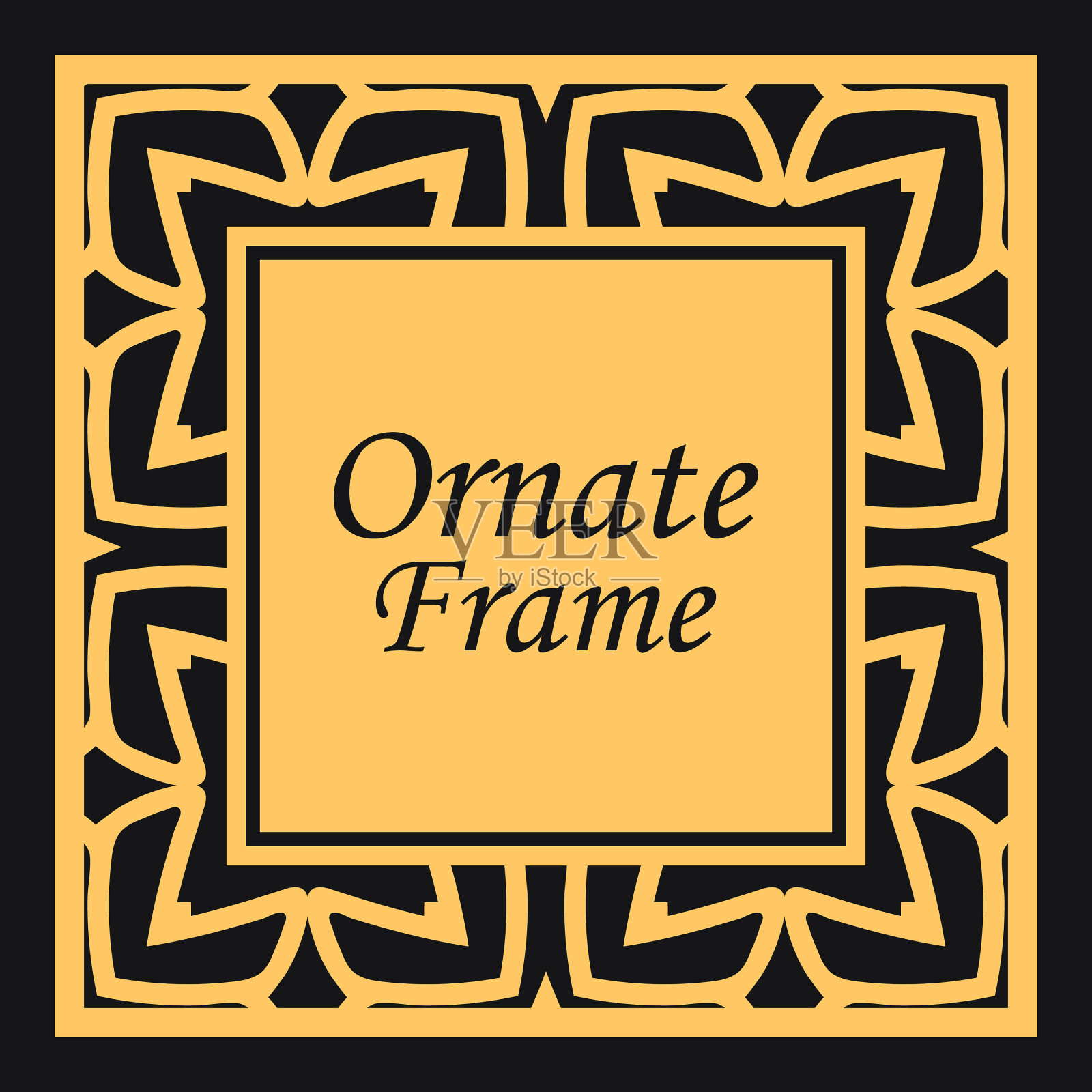 经典的方形框架与华丽的元素插画图片素材