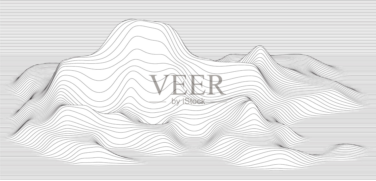 抽象的地表景观线条插画图片素材