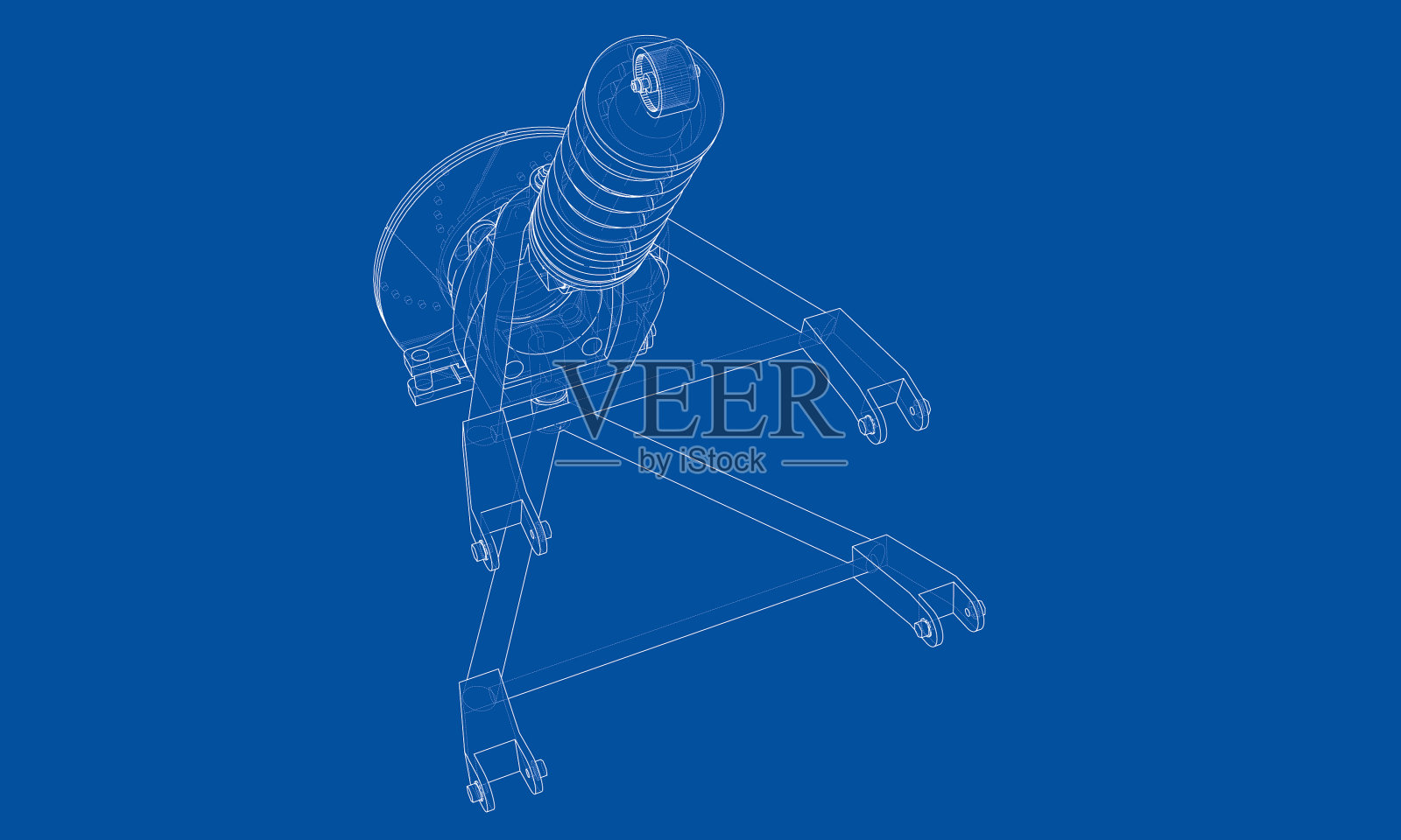 带有减震器的汽车悬架插画图片素材