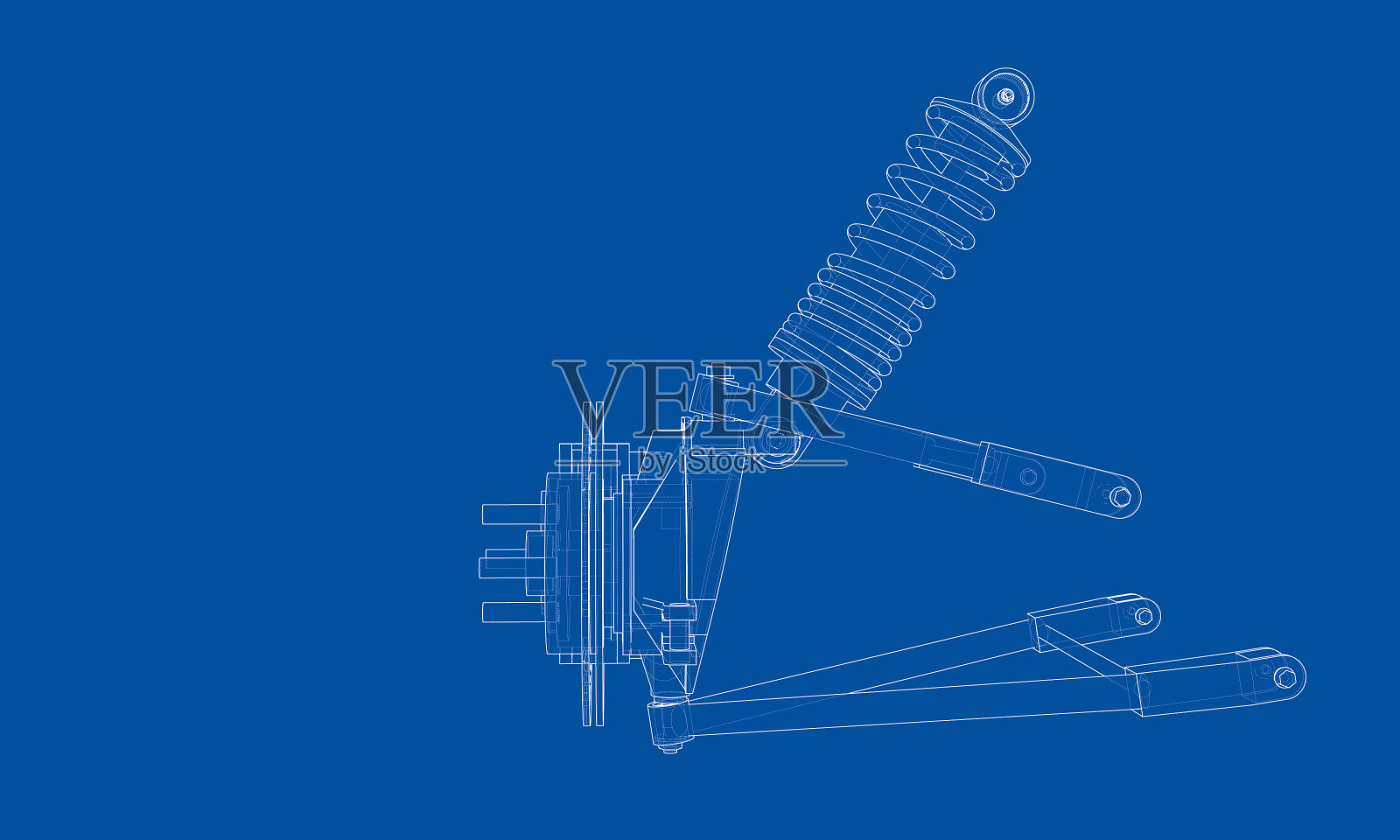 带有减震器的汽车悬架插画图片素材