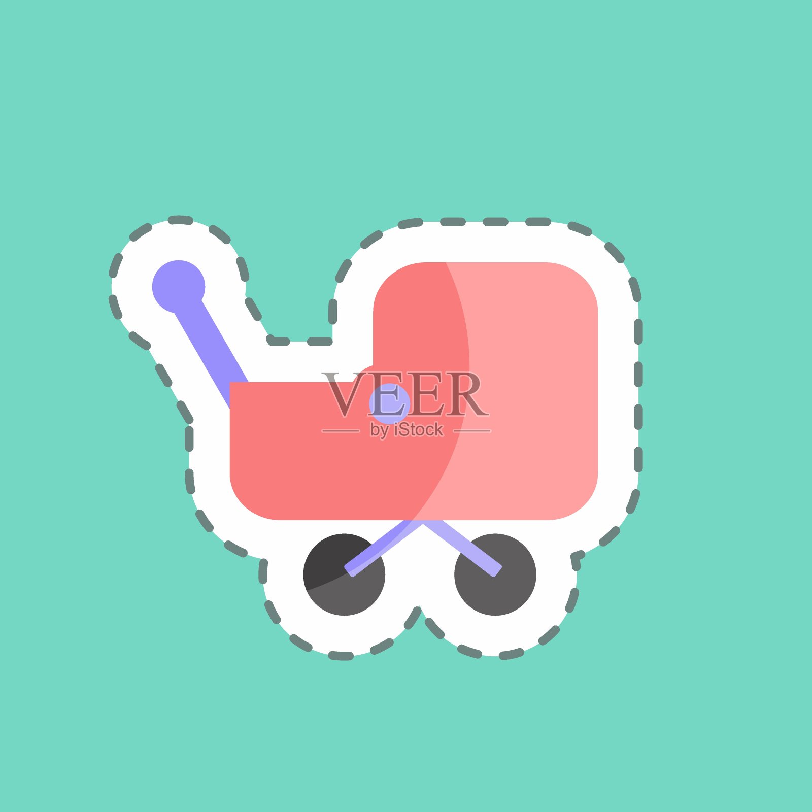 贴纸线切割婴儿车适合婴儿的标志。简单的设计可编辑。设计模板向量。简单的符号说明插画图片素材