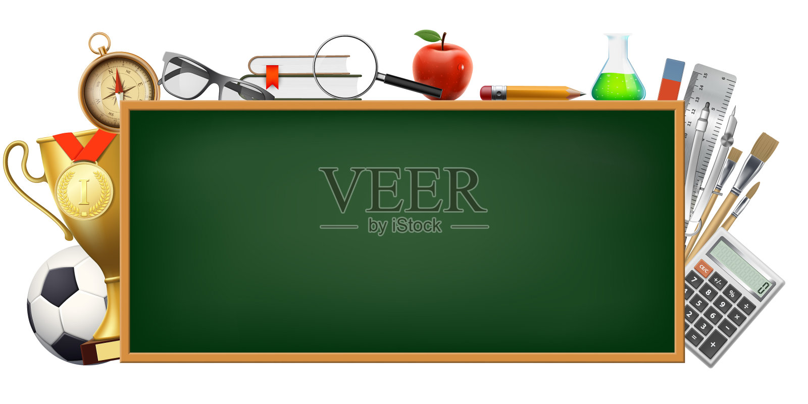 带着黑板回到学校背景插画图片素材