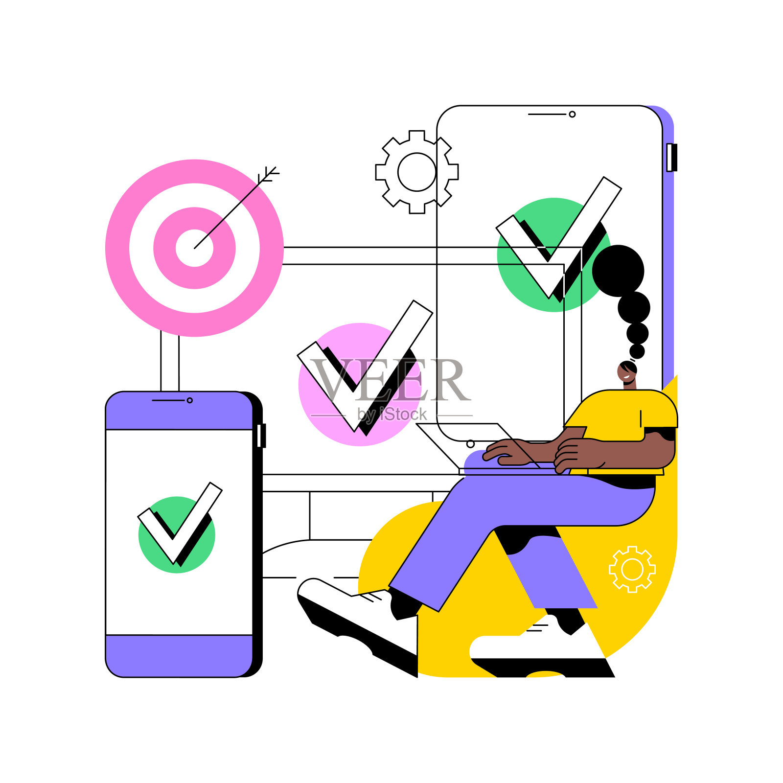 跨设备跟踪抽象概念矢量插图。插画图片素材