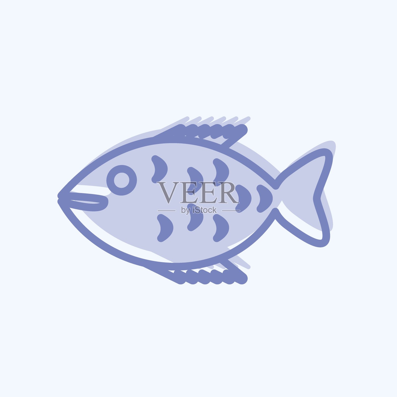 图标的鱼。适用于海的符号。两个音调的风格。简单的设计可编辑。设计模板向量。简单的符号说明插画图片素材