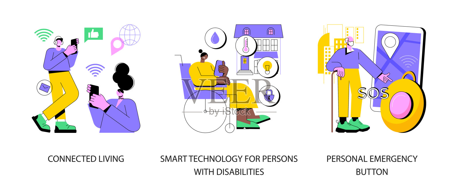 智能设备抽象概念矢量插图。插画图片素材