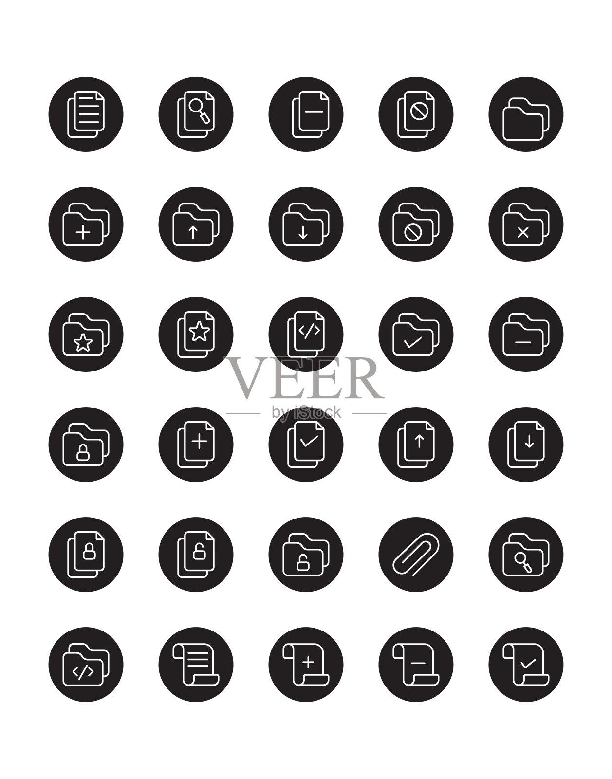 文件和文件夹图标设置30孤立在白色背景图标素材