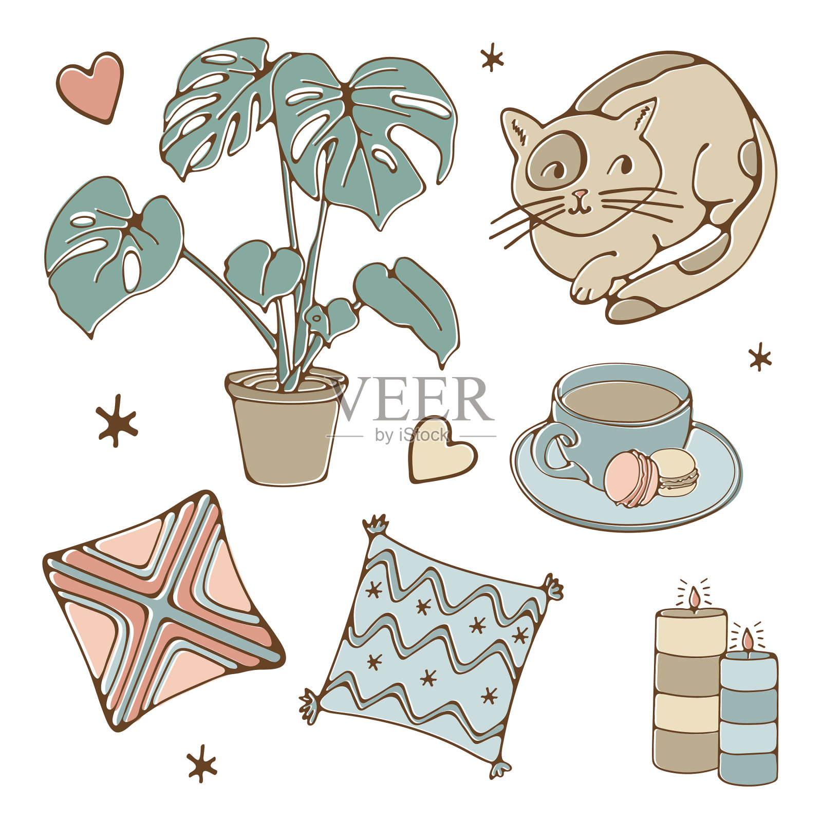 Hygge要领美丽的收集时尚插画图片素材