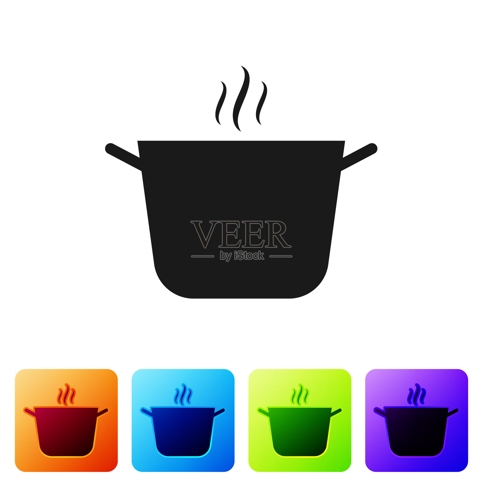 黑色炊具图标孤立在白色图标素材