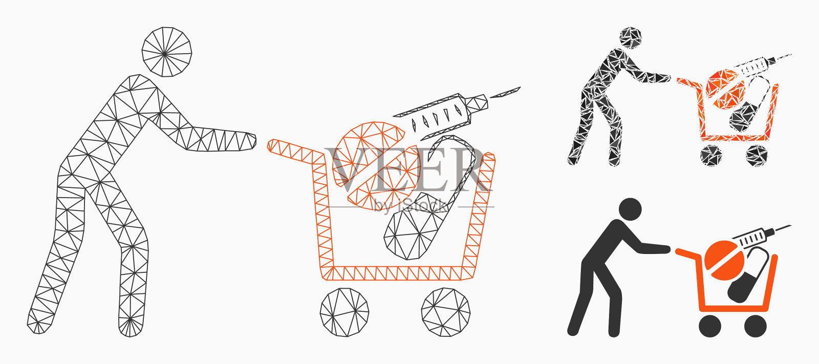 医用购物网丝架模型及插画图片素材