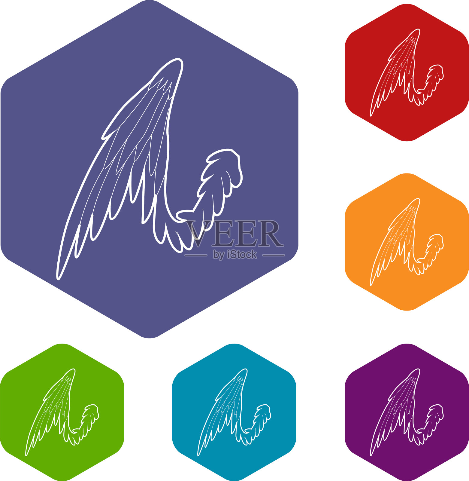 鸟翅膀图标轮廓风格插画图片素材