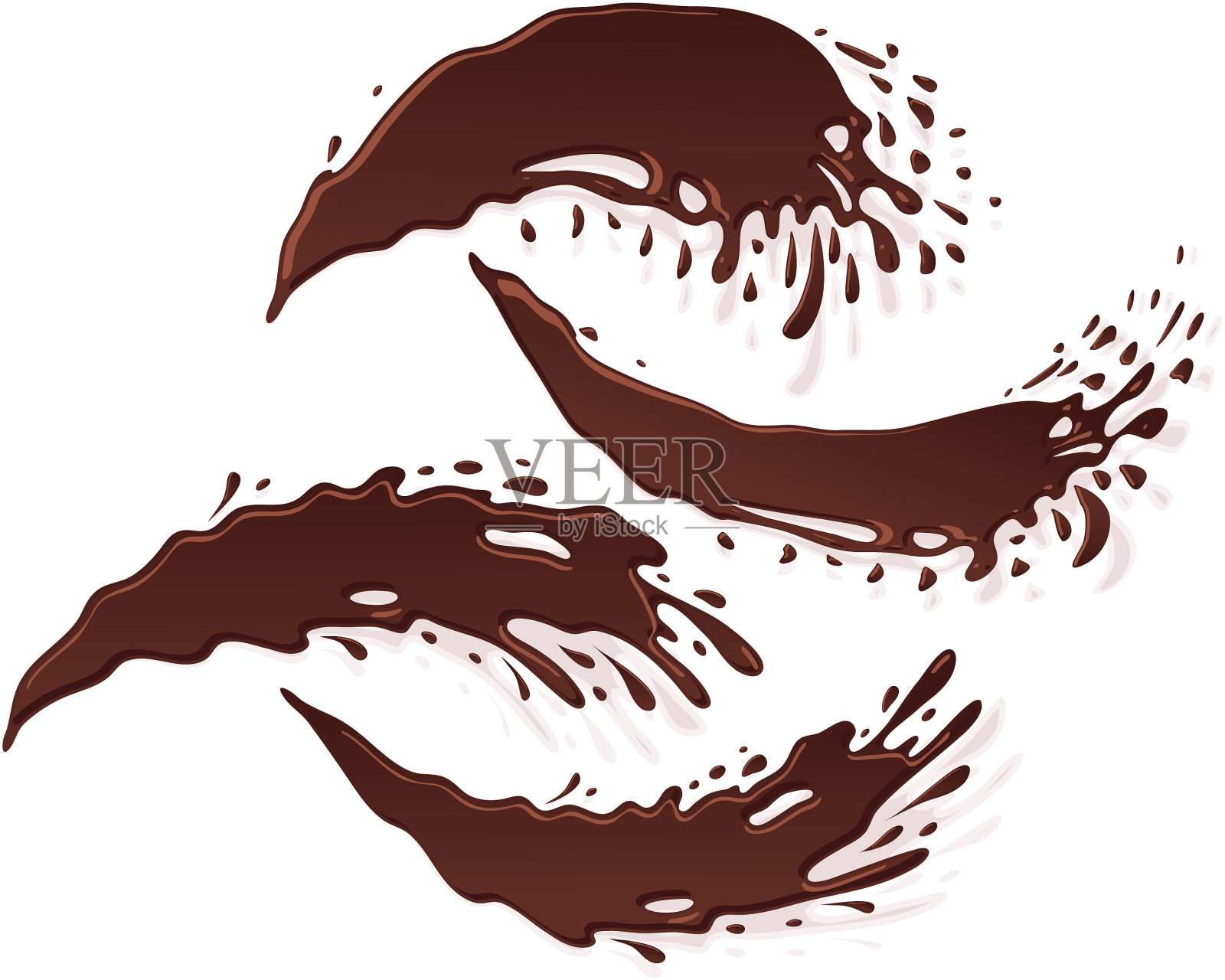 巧克力横幅飞溅斑点滴喷射流设置图标素材