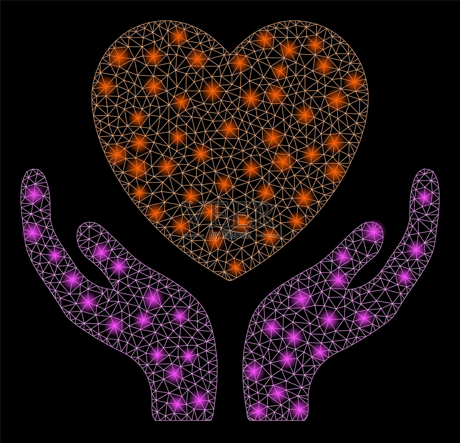 Flare mesh wire frame用心护理手用Flare插画图片素材