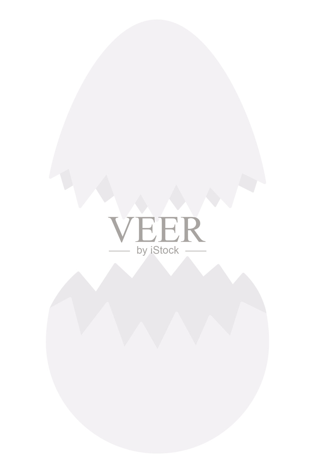 蛋壳碎片。两个白鸡蛋的壳。颜色向量插图。破裂的蛋壳。锯齿形边缘。平的风格。孤立的背景。插画图片素材