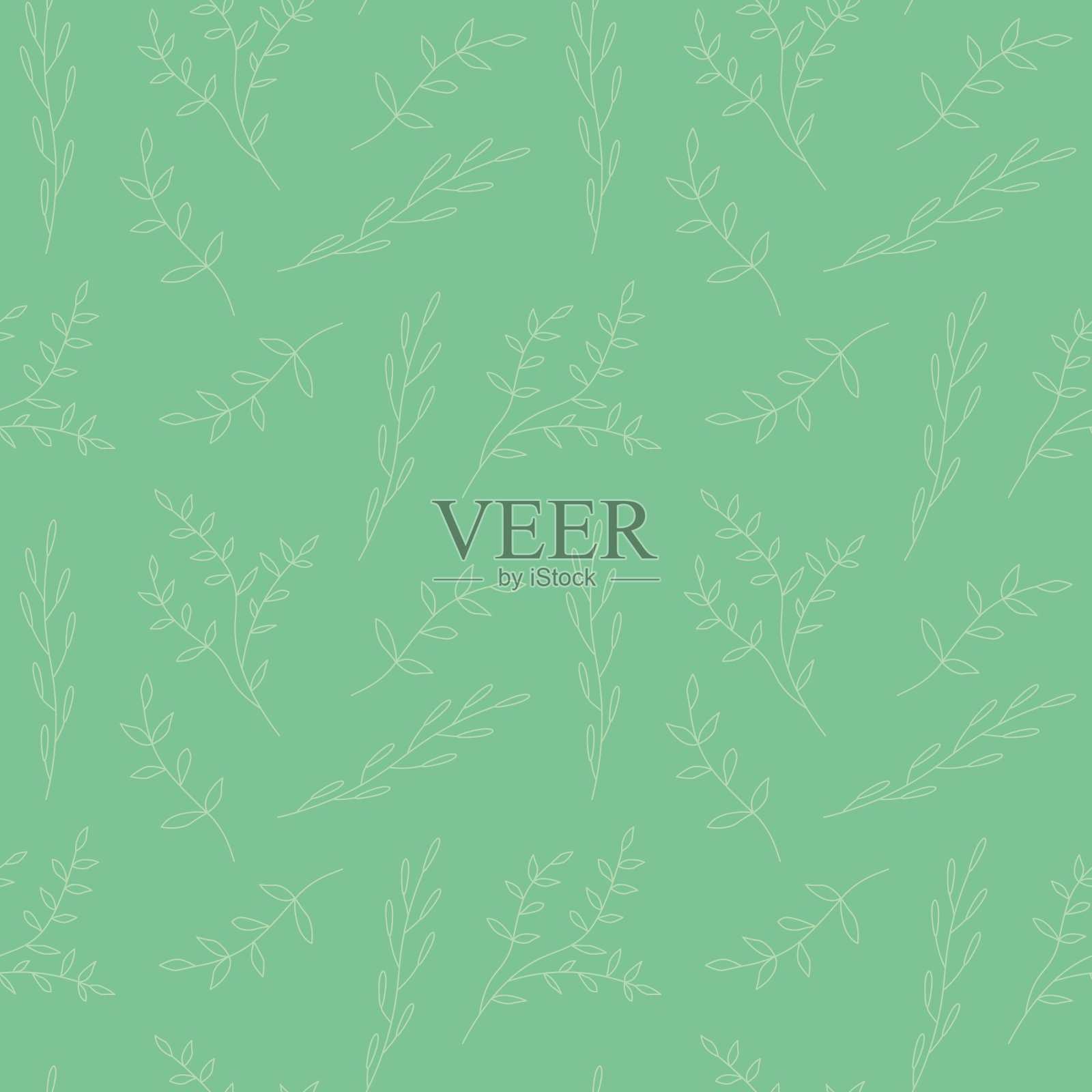 无缝图案的小树枝与叶子，包裹，纺织品，墙纸-矢量插图插画图片素材