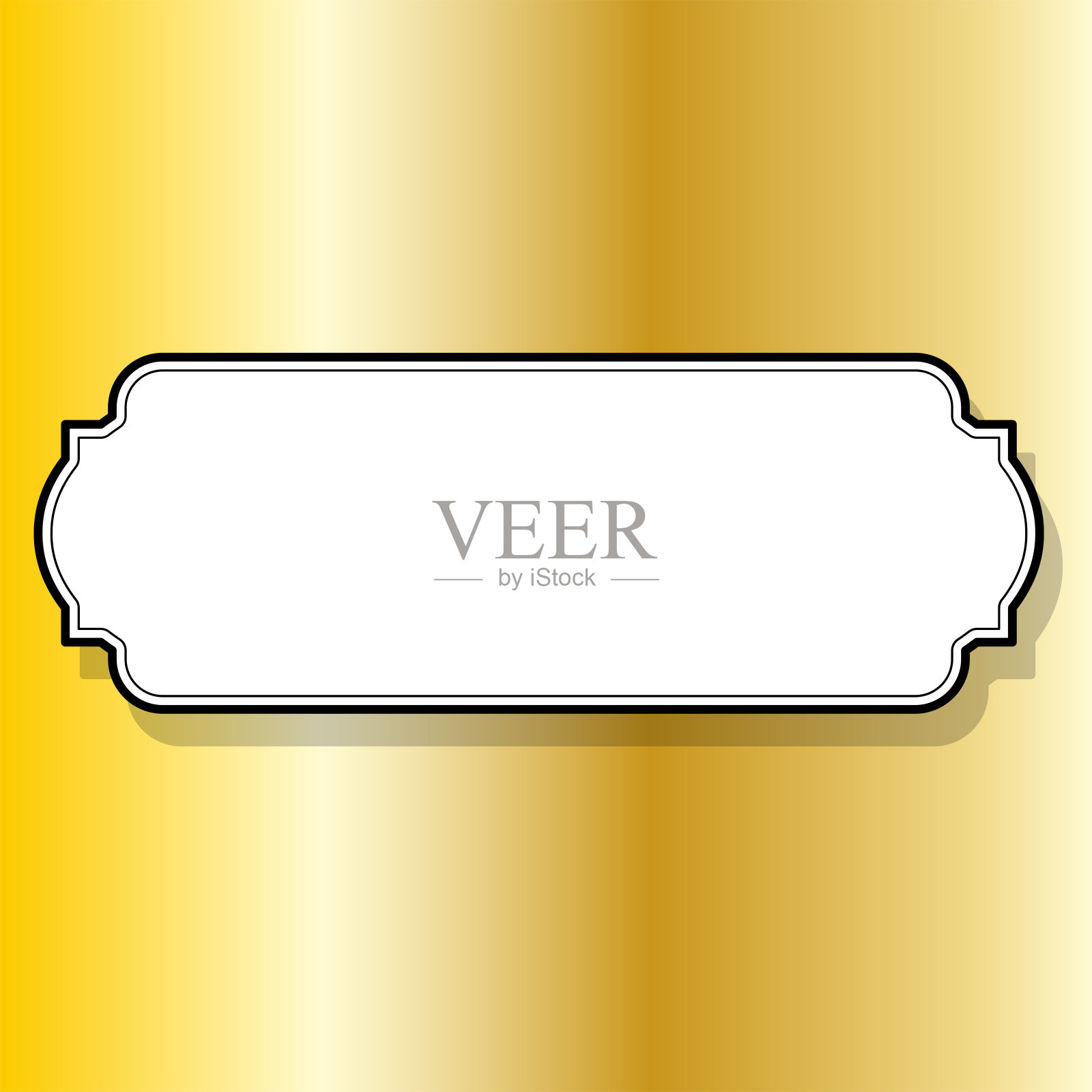 金色背景上的白色古董牌匾。矢量图插画图片素材