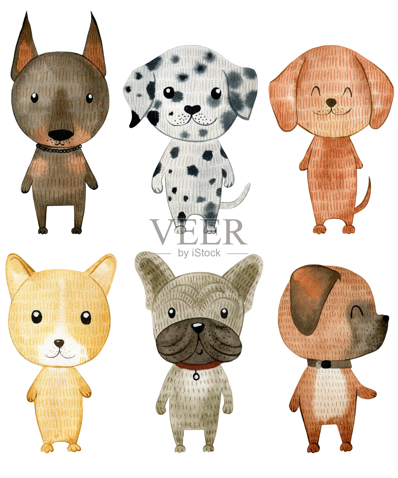 水彩狗。插画图片素材