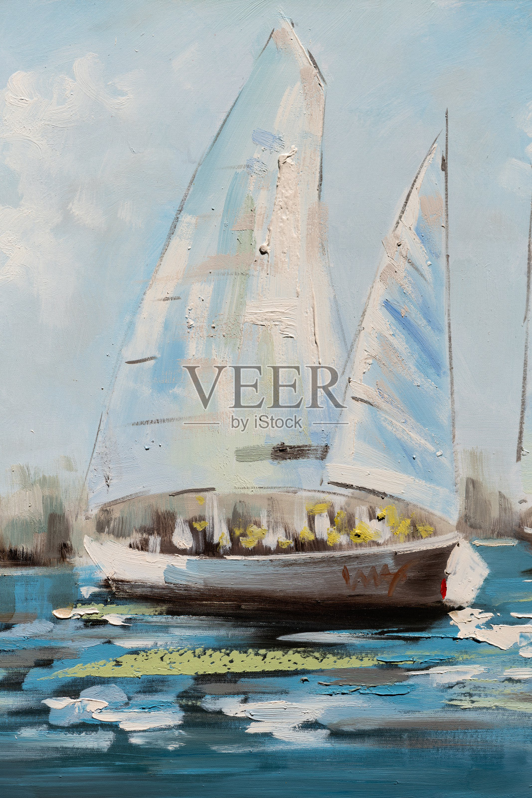 帆船油画插画图片素材