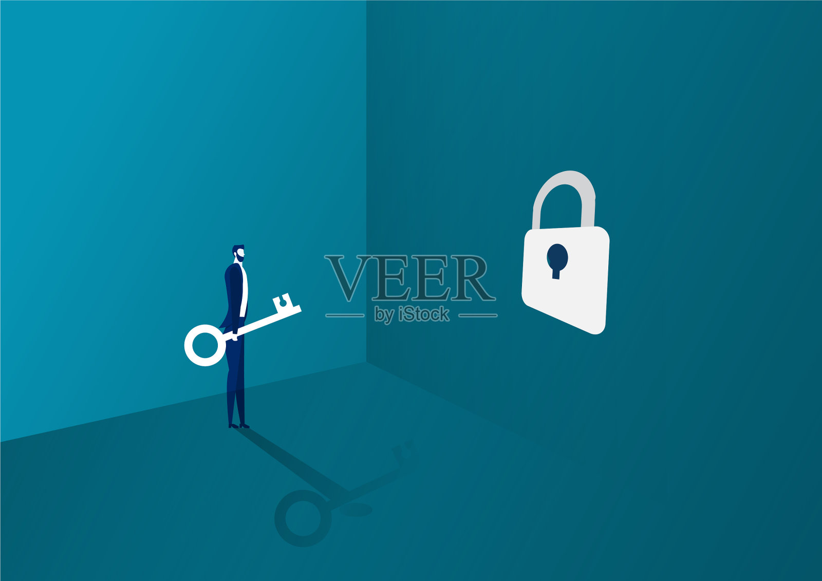 商人想把钥匙放在一个loc插画图片素材