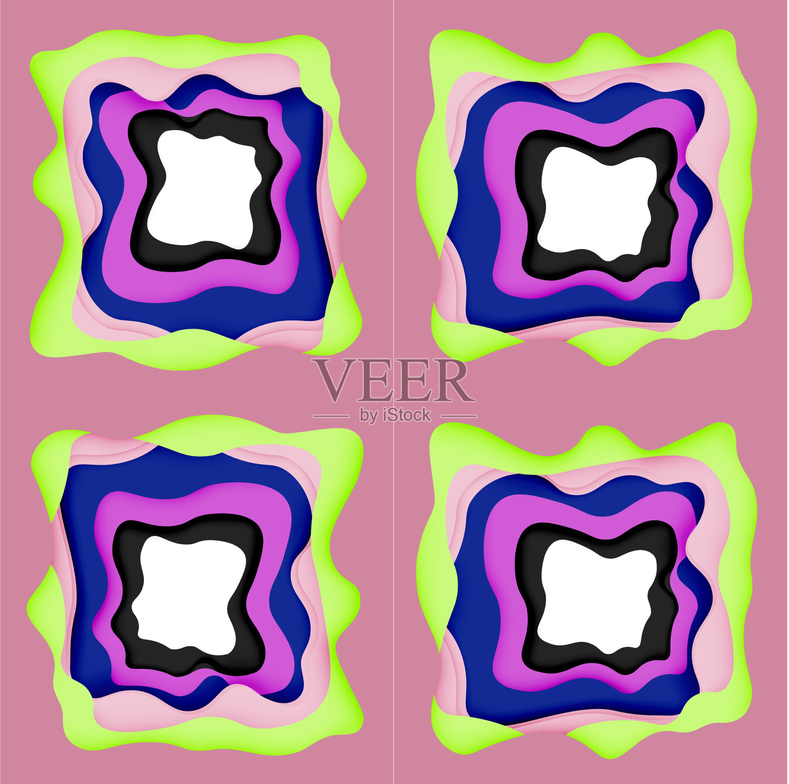 抽象几何图案三维纸层切割插画图片素材