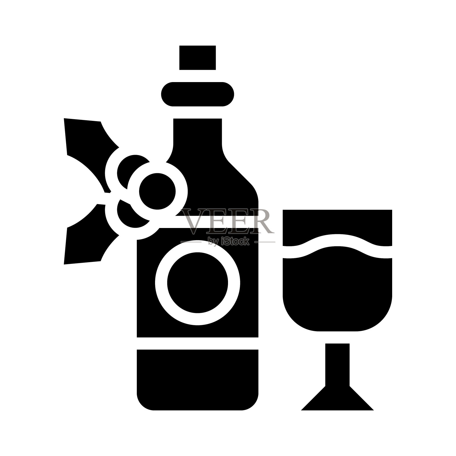 葡萄酒圣诞菜单固体风格的图标图标素材