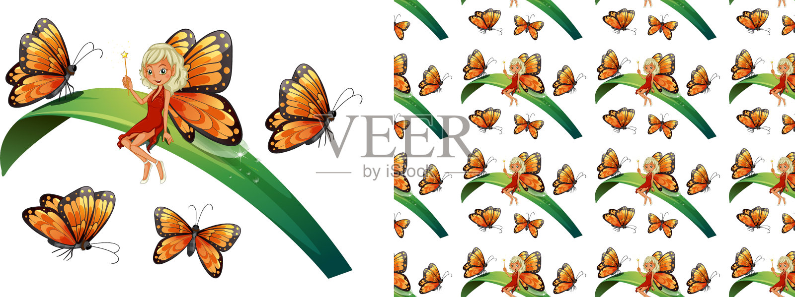 无缝和孤立的动物图案卡通插画图片素材