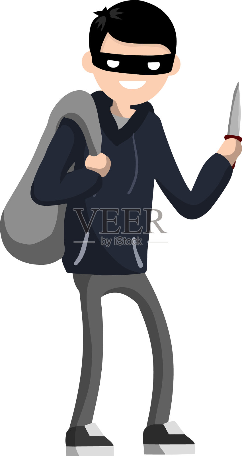 男子持刀勒索钱财设计元素图片