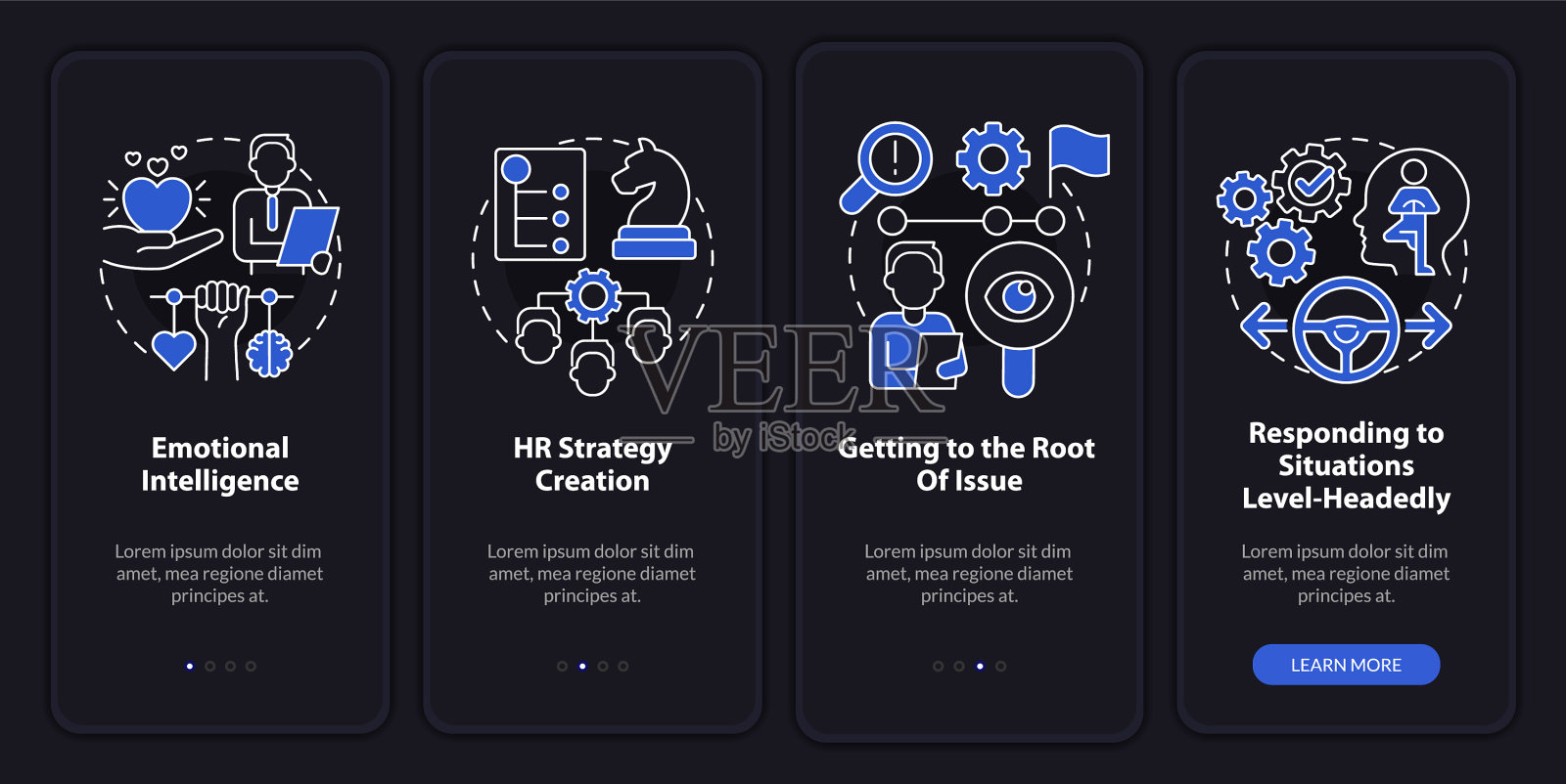 人力资源软技能夜间模式入职手机应用程序插画图片素材