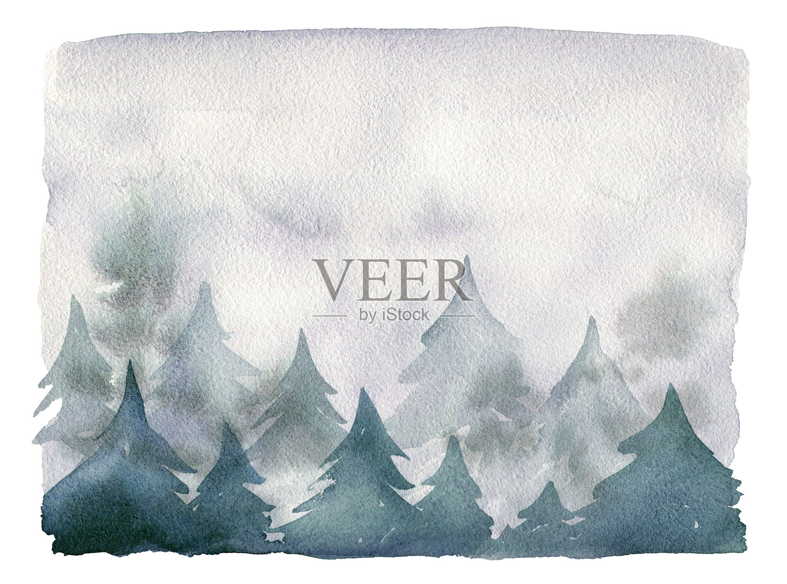 水彩雾蒙蒙的景观。插画图片素材