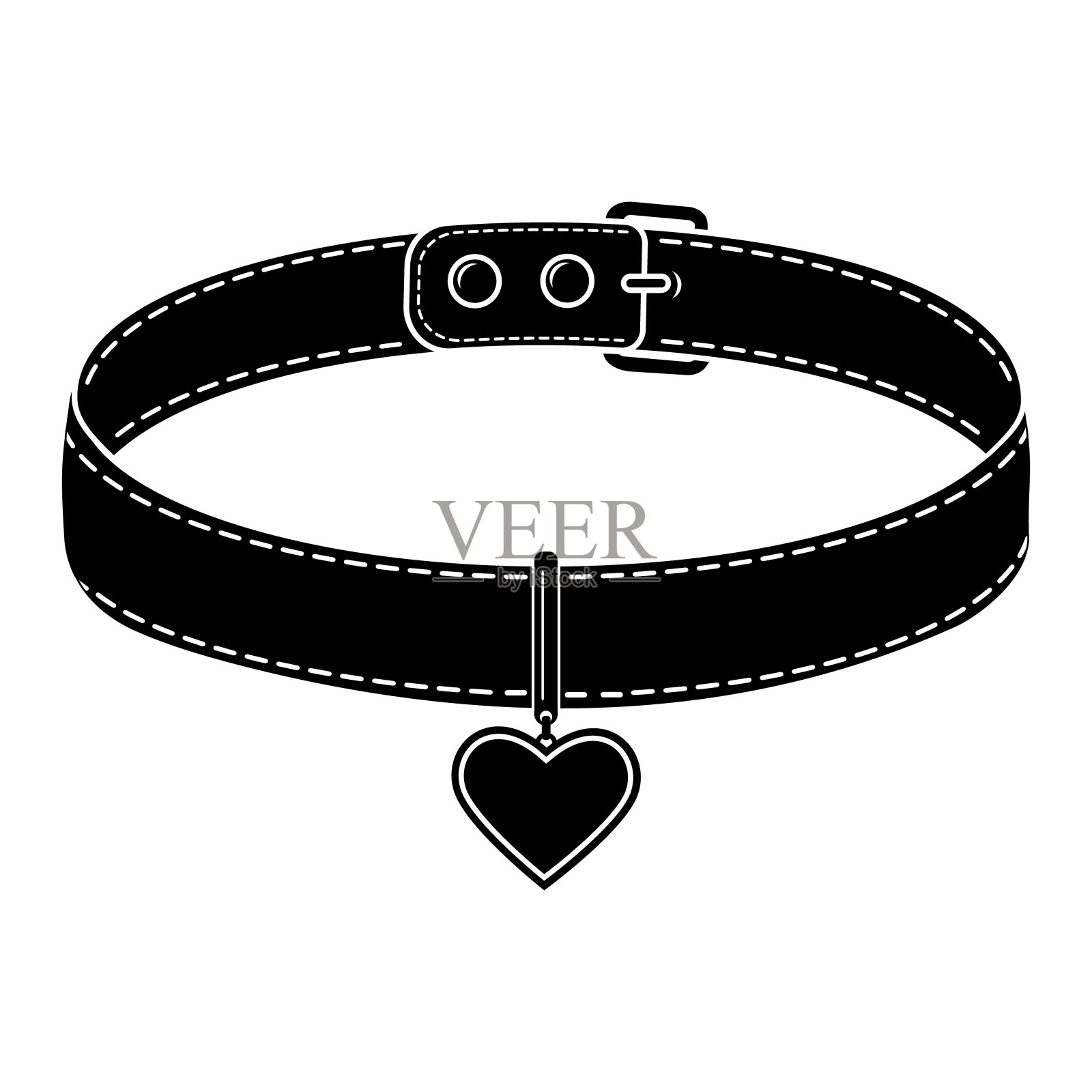 猫和狗的项圈和垂饰。矢量孤立插图的黑色图标插画图片素材