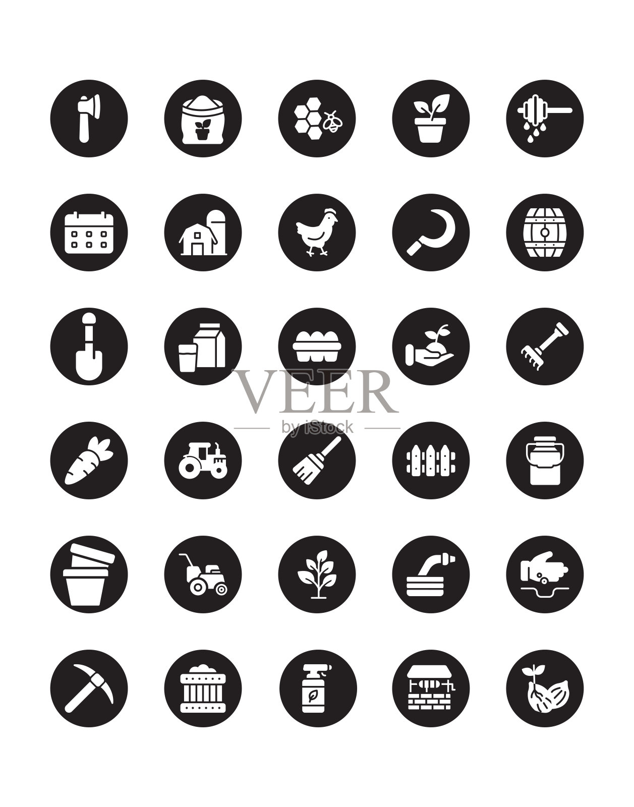农场图标设置30孤立的白色背景图标素材