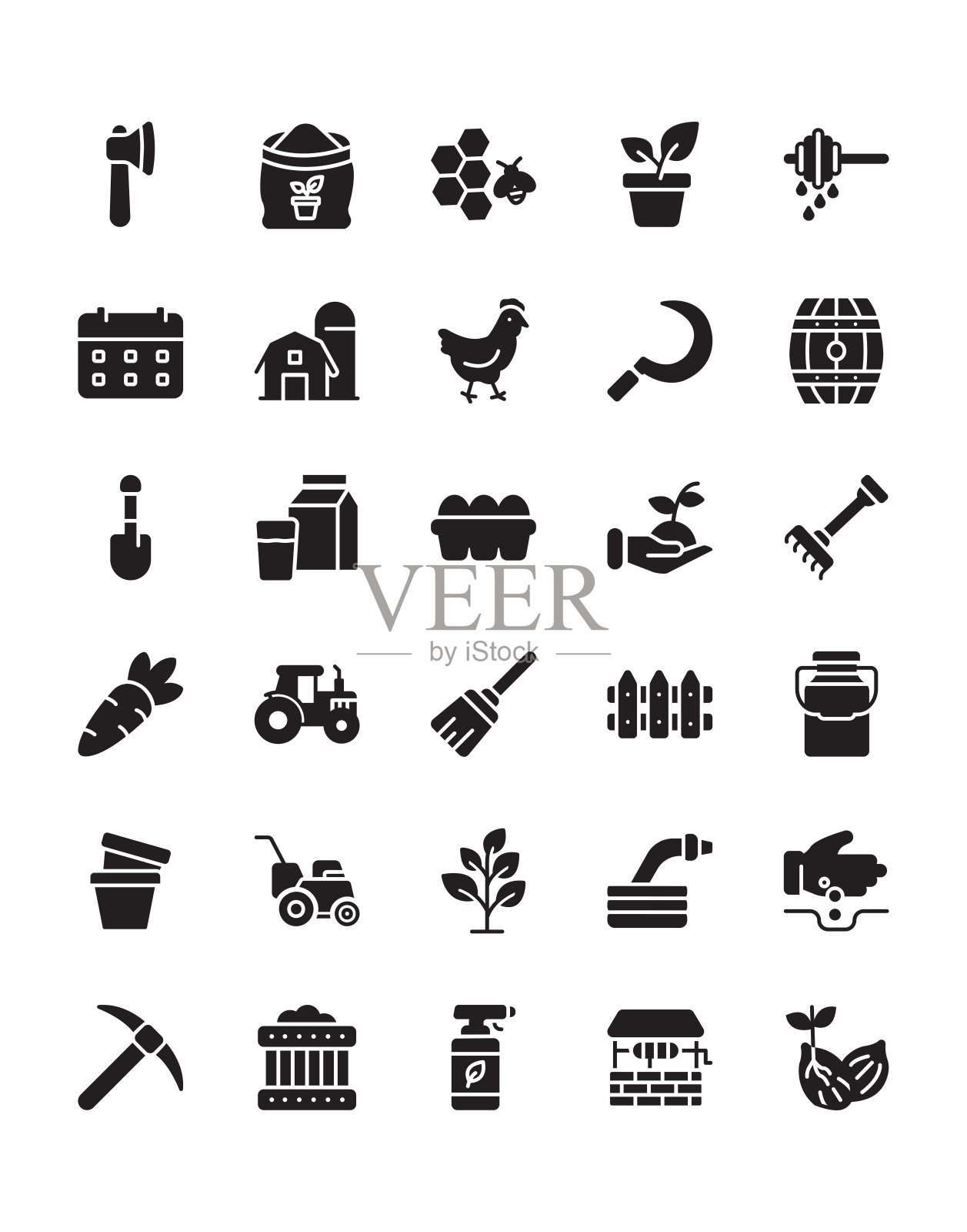 农场图标设置30孤立的白色背景图标素材