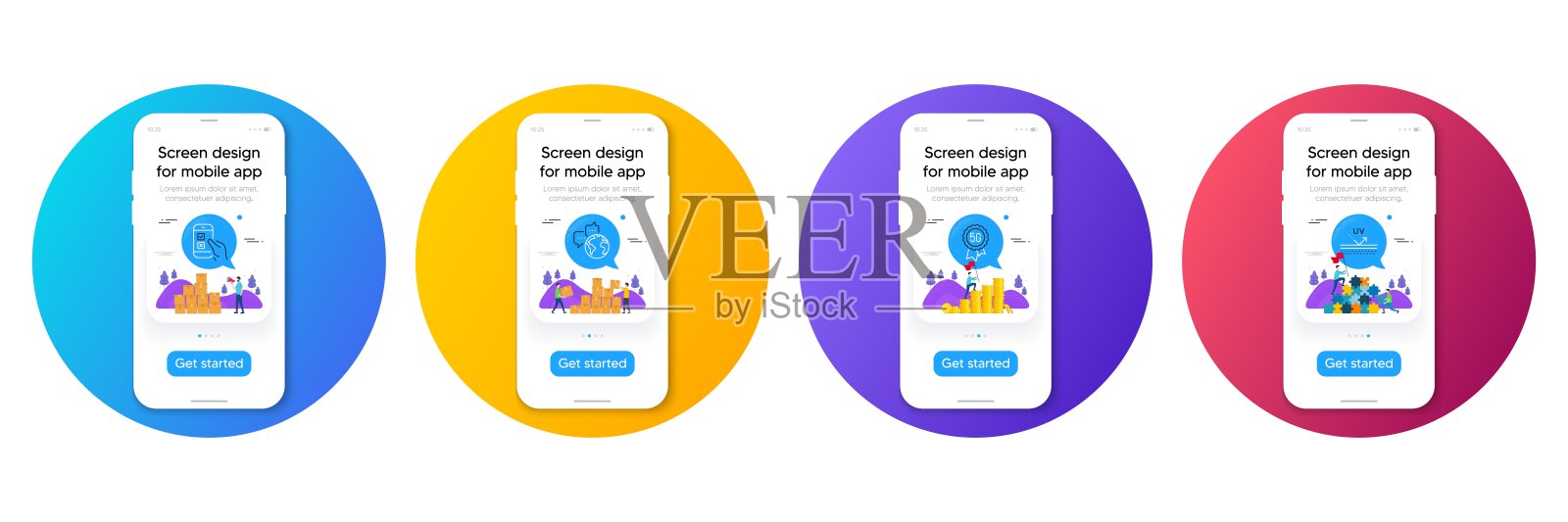 最小设置的世界通信，移动调查和5g技术线图标。web开发。向量插画图片素材