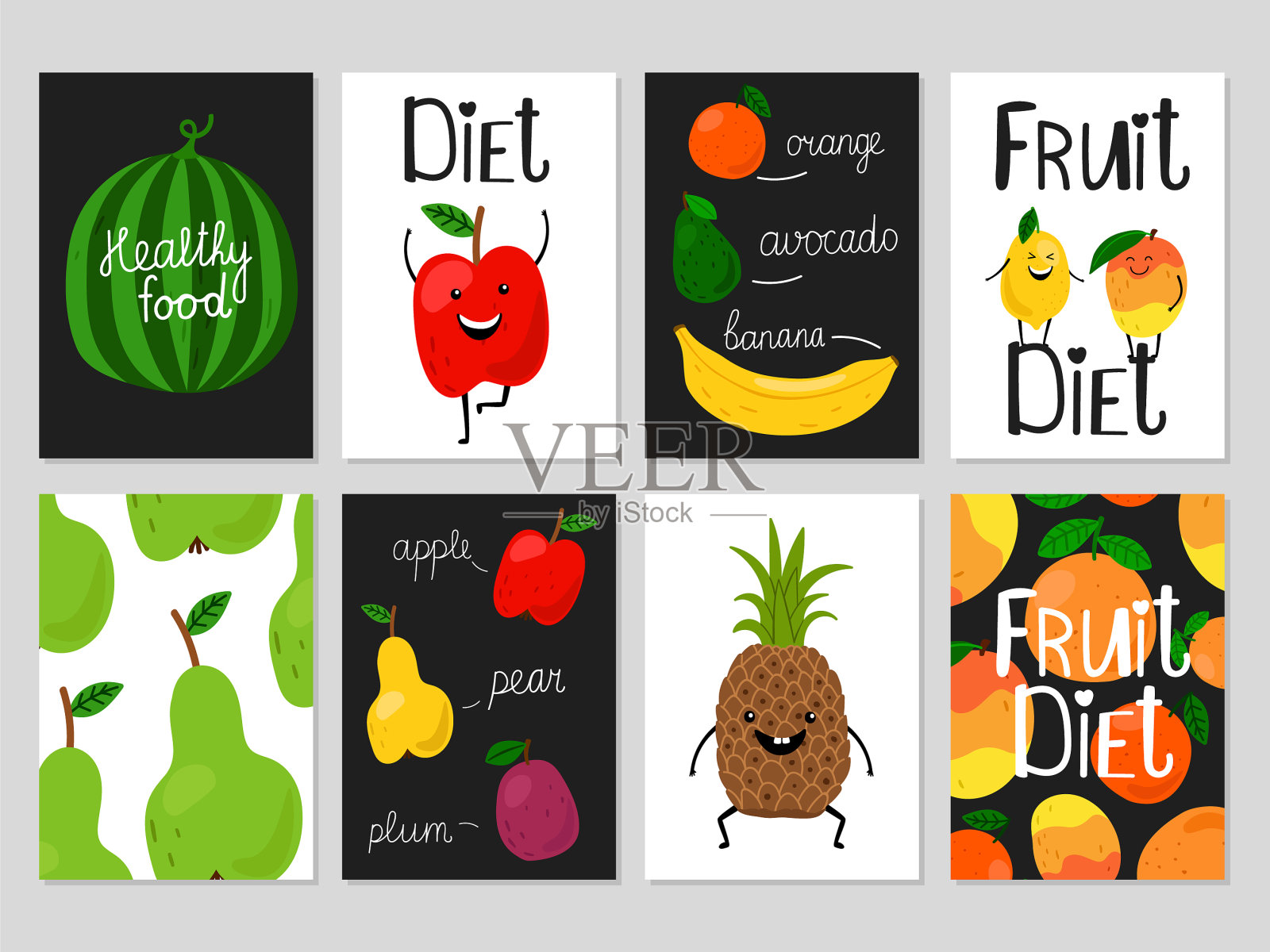 卡通水果卡片插画图片素材