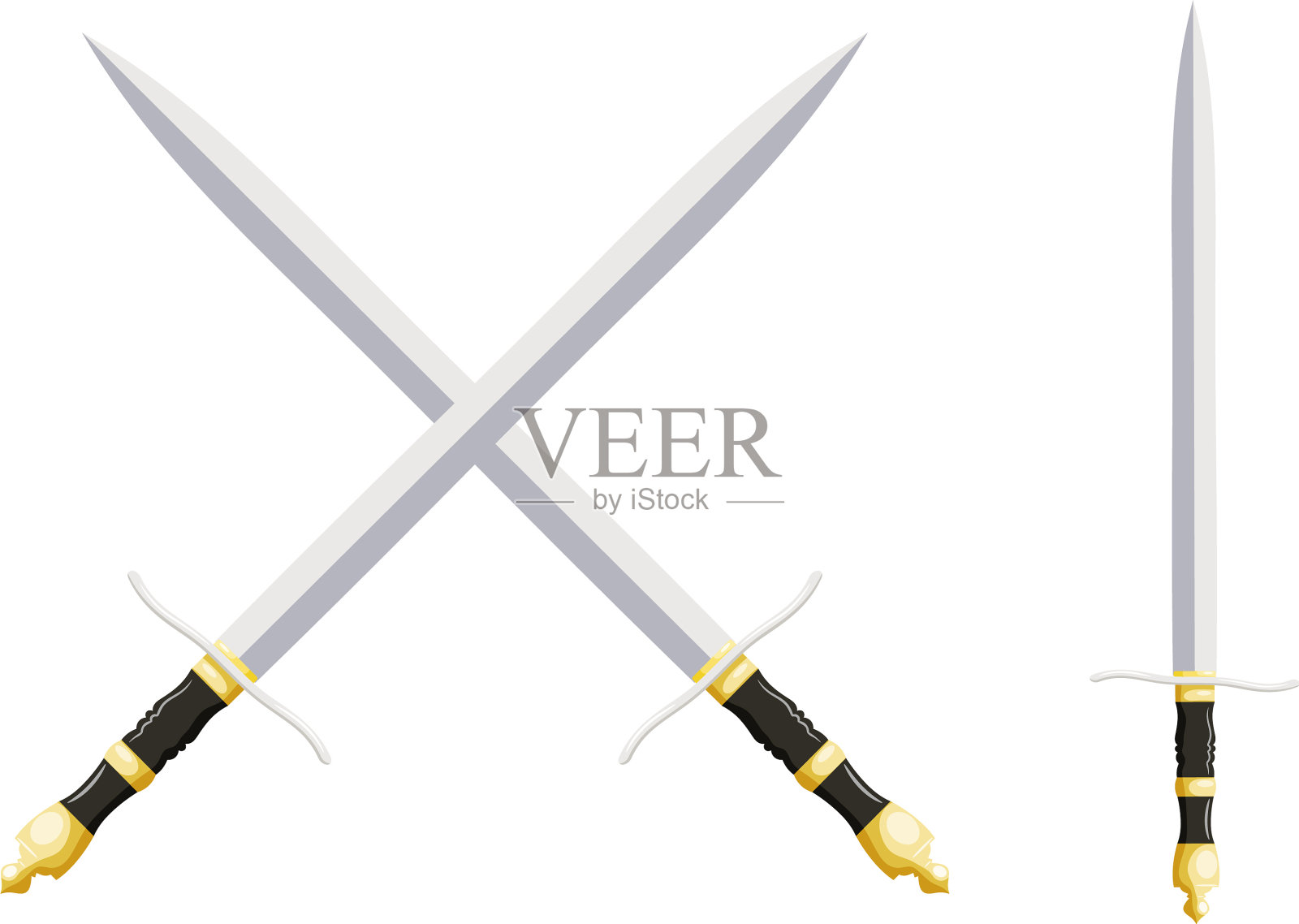 白色背景上的旧武器设计元素图片